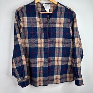 VTG Pendleton Wool Shirt 70s Flannel Made In USA L Gorpcore Cabin Collarless